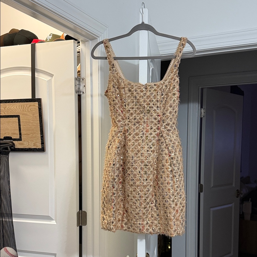 Anthropologie Textured Beige Mini Dress